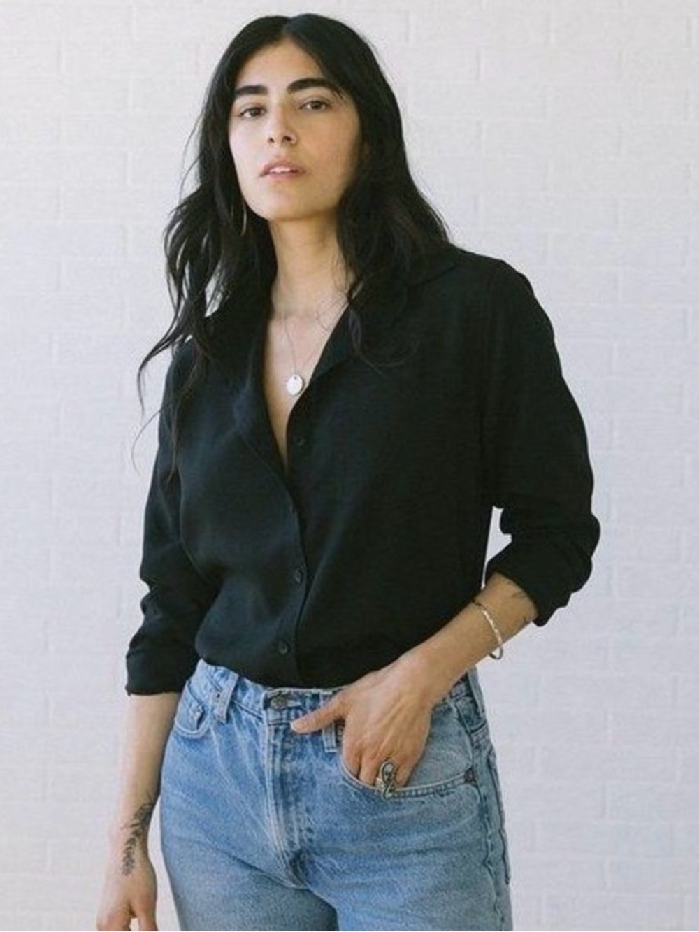 Tradlands Black Button-Up Shirt with Pocket -Medium